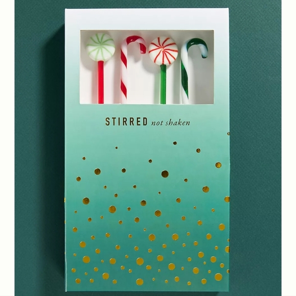 Anthropologie set of 4 Peppermint Drink Stirrers - Picture 2 of 5